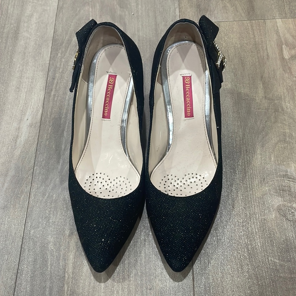 Beccaccino black sparkle heels US size 6